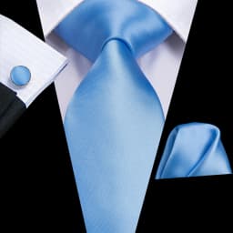 Hi-Tie Light Blue Sold Gift Silk Wedding Tie For Men Handkerchief Cufflink Nicktie Set Fashion Design Business Party Dropship