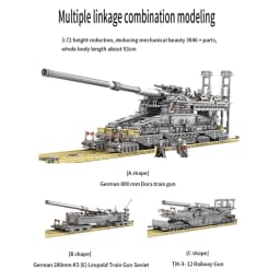 KAZI 10005 3846Pcs German 80cm K[E] Railway Gun "Dora"  Building Blocks Bricks 6 soldiers Military Series Toys For Children
