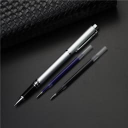 Portable Small Signature Pen Pocket Metal Gel Pen 2 Extra 0.5mm Refills in Black and Blue