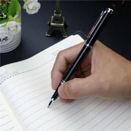 Portable Small Signature Pen Pocket Metal Gel Pen 2 Extra 0.5mm Refills in Black and Blue