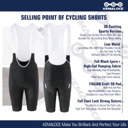 KEMALOCE Black Cycling Bib Shorts Men Shockproof 5D Gel Pad Bike Bib Shorts Reflective Men MTB Lycra Bicycle Tights Knicker