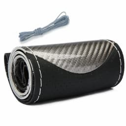 Carbon Fiber Car Steering Wheel Cover Sew DIY Hand Stitch PU Leather Protector Braiding Cover For Steering Wheel 38 cm