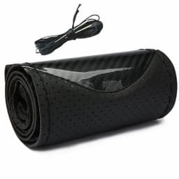 Carbon Fiber Car Steering Wheel Cover Sew DIY Hand Stitch PU Leather Protector Braiding Cover For Steering Wheel 38 cm