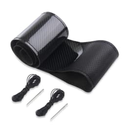 Carbon Fiber Car Steering Wheel Cover Sew DIY Hand Stitch PU Leather Protector Braiding Cover For Steering Wheel 38 cm