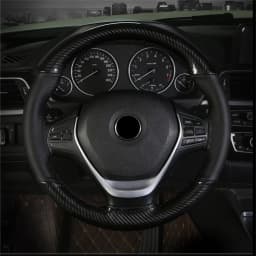 Carbon Fiber Car Steering Wheel Cover Sew DIY Hand Stitch PU Leather Protector Braiding Cover For Steering Wheel 38 cm