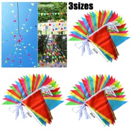 50/100M Multicolored Triangle Flags Bunting Party Banner Triangle Garland For Kindergarten Home Garden Wedding Shop Street Decor