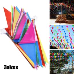 50/100M Multicolored Triangle Flags Bunting Party Banner Triangle Garland For Kindergarten Home Garden Wedding Shop Street Decor
