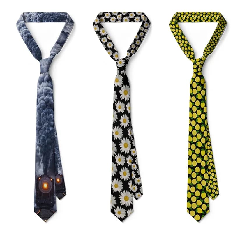Daisy Printed Men's Ties 8cm Slim Neckties Fashion Shirt Accessories Daily Wear Cravat Wedding Party Gift Neck Ties For Men