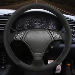 DIY Black Suede Leather Car Accessories Steering Wheel Cover For BMW E36 1996 1997-2000 E46 1998-2000 Z3 E36/7 1995 1996 1997