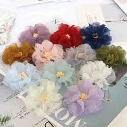 10PCS/Lot 6CM Handmade Chiffon Fabric Flowers Dress Hats Shoes Decoration Hair Accessories