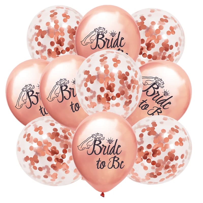10Pcs Rose Gold Team Bride Latex Confetti Balloons Hen Bachelorette Party Decoration Bride To Be Bridal Shower Supplies Wedding