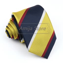 Brand New Men's Tie Red Blue Yellow Striped Plaid Jacquard Necktie Daily Wear Accessories Cravat Wedding Party Gift For A Man