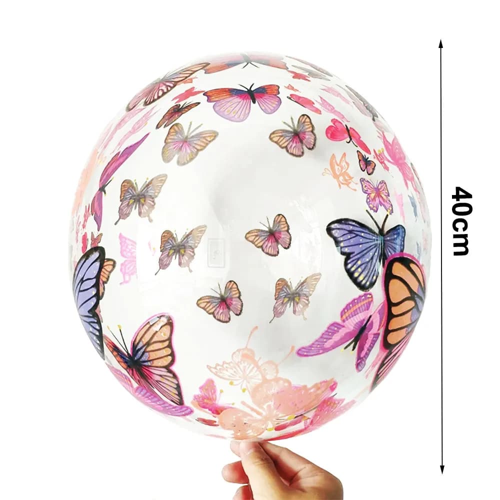 20 Inch Butterfly Printed BoBo Balloons Happy Birthday Transparent Bubble Balloon Birthday Party Baby Shower Wedding Decorations