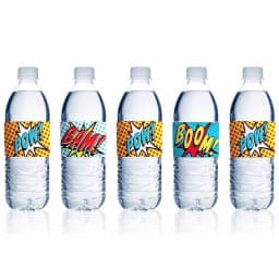 15pcs Hero Bottle Wraps BOOM POW Water Bottle Labels