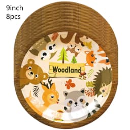 Woodland Tableware Jungle Safari Birthday Decoration Wild One 1st Bithday Party Supplies Forest Animal Paper Plates Banner