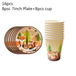 Woodland Tableware Jungle Safari Birthday Decoration Wild One 1st Bithday Party Supplies Forest Animal Paper Plates Banner