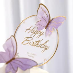 1Set Butterfly Paper Cake Topper Artificial Flower Head Happy Birthday Baby Shower Wedding Party Decor DIY Gift Baking Supplies