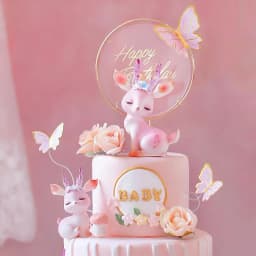 1Set Butterfly Paper Cake Topper Artificial Flower Head Happy Birthday Baby Shower Wedding Party Decor DIY Gift Baking Supplies