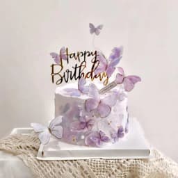 1Set Butterfly Paper Cake Topper Artificial Flower Head Happy Birthday Baby Shower Wedding Party Decor DIY Gift Baking Supplies