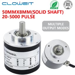 Cloweit 50mm Incremental Rotary Encoder 8mm Shaft Photoelectric Optical Switch AB 2 Phases 10-1024-3600 PPR 5-24VDC