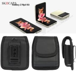 Leather Phone Pouch For Samsung Z Flip 8 7 Belt Clip Holster Oxford Cloth Phone Case For Galaxy Z Flip 4 3 5G SM-F711B Waist Bag