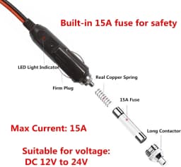 12-24V DC Car Charger Auto Power Supply Cord Cigarette Lighter Male Plug to DC 5.5mm x 2.1mm Connector Extension Cord for dvd