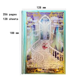 256 Page Retro Magic Castle Notebook Personalized Color Page Illustration Cute Diary Student Planner Agenda Notepad