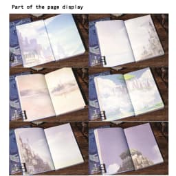 256 Page Retro Magic Castle Notebook Personalized Color Page Illustration Cute Diary Student Planner Agenda Notepad