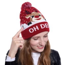 New Style! LED Christmas Hat Beanie Light Up Illuminate Warm Hat 48 Patterns New Year Snowman Sweater Hat Christmas Decorations