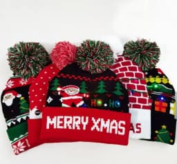 New Style! LED Christmas Hat Beanie Light Up Illuminate Warm Hat 48 Patterns New Year Snowman Sweater Hat Christmas Decorations