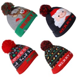 New Style! LED Christmas Hat Beanie Light Up Illuminate Warm Hat 48 Patterns New Year Snowman Sweater Hat Christmas Decorations