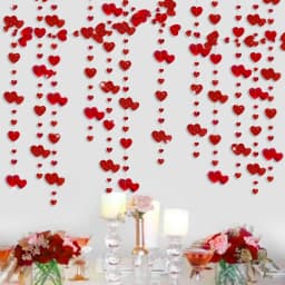 Glitter Red Wedding Decoration Heart Banner Garlands Hanging Streamers for Anniversary Engagement Bridal Shower Birthday Party