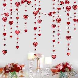 Glitter Red Wedding Decoration Heart Banner Garlands Hanging Streamers for Anniversary Engagement Bridal Shower Birthday Party