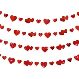 Glitter Red Wedding Decoration Heart Banner Garlands Hanging Streamers for Anniversary Engagement Bridal Shower Birthday Party