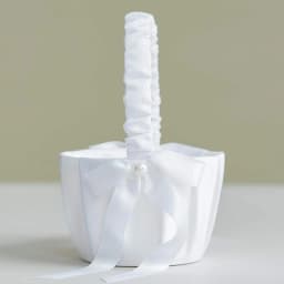 20 CM White Flower Girls Basket Silk Wedding Basket for Flower Bride/Kids Hand Held Wedding Ceremony Party Decorations