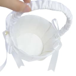 20 CM White Flower Girls Basket Silk Wedding Basket for Flower Bride/Kids Hand Held Wedding Ceremony Party Decorations