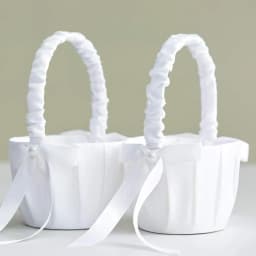 20 CM White Flower Girls Basket Silk Wedding Basket for Flower Bride/Kids Hand Held Wedding Ceremony Party Decorations