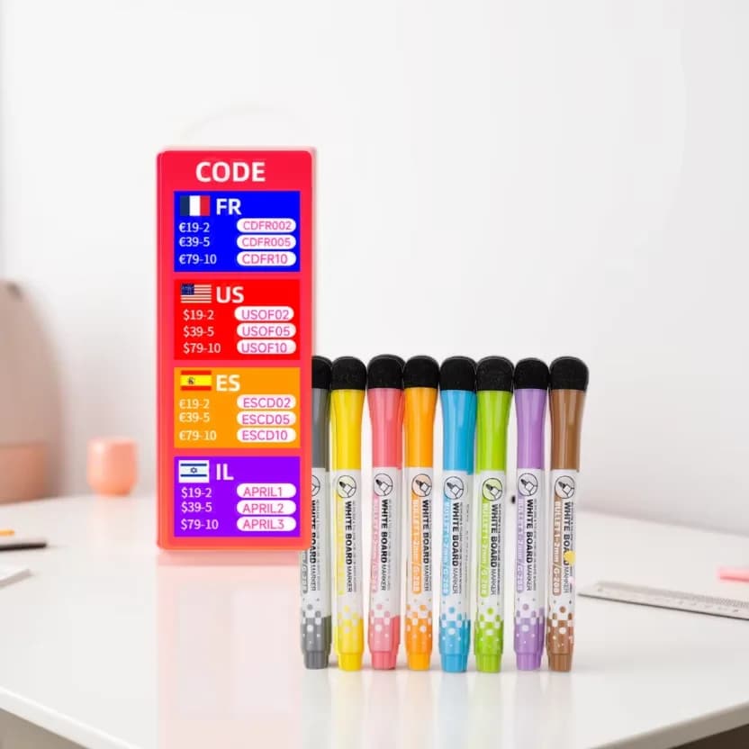 Gxin G-208 8Pcs Erasable Markers Set Colors Magnet Whiteboard Ink Pens School Teacher Resources Graffiti Drawing.Color Markers.