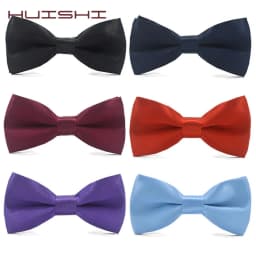 HUISHI Men's Ties Polyester Kids Bowtie Bow Ties For Children Solid Color Butterfly Knot Dress Shirt Accessories Wedding Cravats