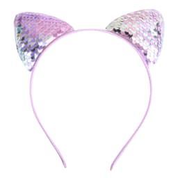 Cat Ear Headbands Reversible Shiny Sequin Hairband Kitty Headband Shine Sequins Hair Hoops for Women and Girls