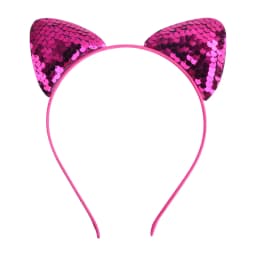 Cat Ear Headbands Reversible Shiny Sequin Hairband Kitty Headband Shine Sequins Hair Hoops for Women and Girls