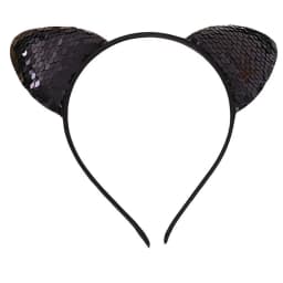 Cat Ear Headbands Reversible Shiny Sequin Hairband Kitty Headband Shine Sequins Hair Hoops for Women and Girls
