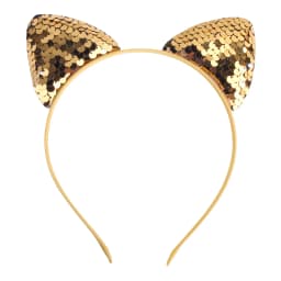 Cat Ear Headbands Reversible Shiny Sequin Hairband Kitty Headband Shine Sequins Hair Hoops for Women and Girls