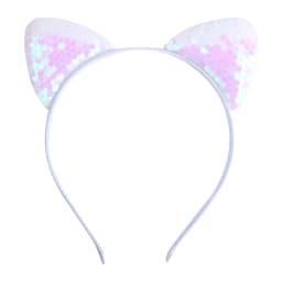 Cat Ear Headbands Reversible Shiny Sequin Hairband Kitty Headband Shine Sequins Hair Hoops for Women and Girls