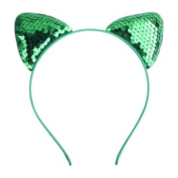 Cat Ear Headbands Reversible Shiny Sequin Hairband Kitty Headband Shine Sequins Hair Hoops for Women and Girls