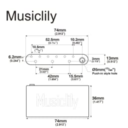 Musiclily Ultra 52.5mm Full Solid Brass/Steel Push-in Style Tremolo Block for ST Style Electric Guitar Wilkinson M Series Bridge
