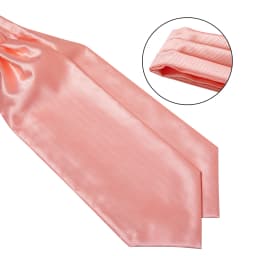 Fashion Ascot Tie for Men Solid Pink Cravat Necktie Ring Brooch Set for Wedding Party Man Suit Accessories Male Scarf Gift