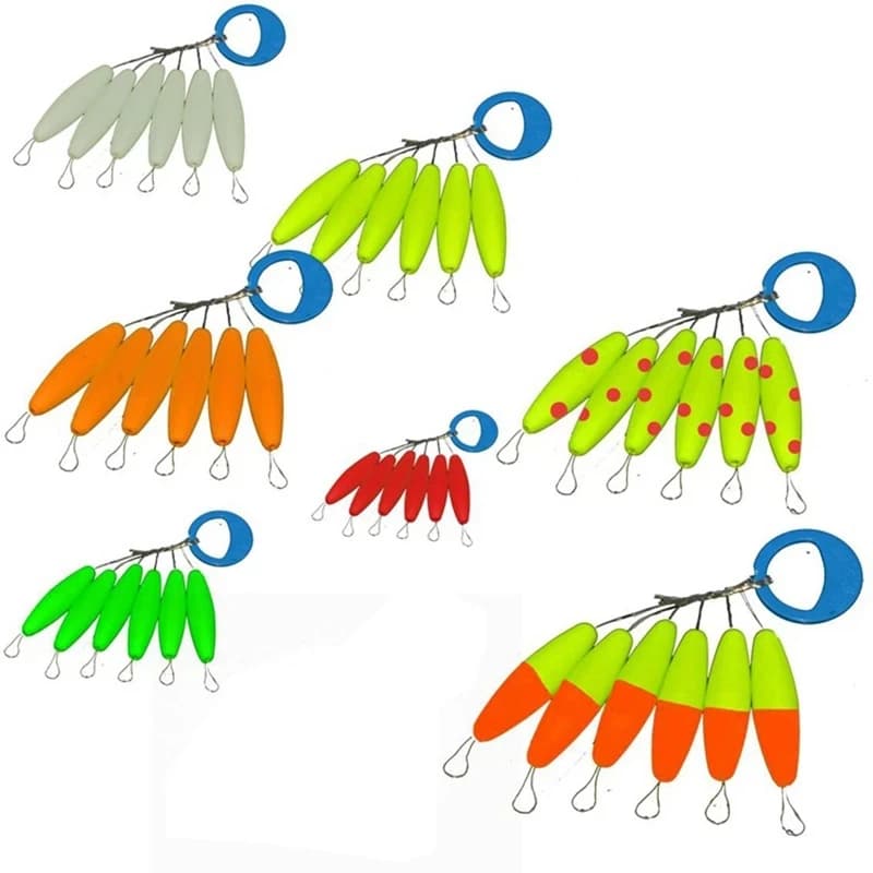 5packs/lot High Quality Seven star Fishing Float Bobber 2 Size Rig Float Beans 8 Colors Striking Beads With Hole A437