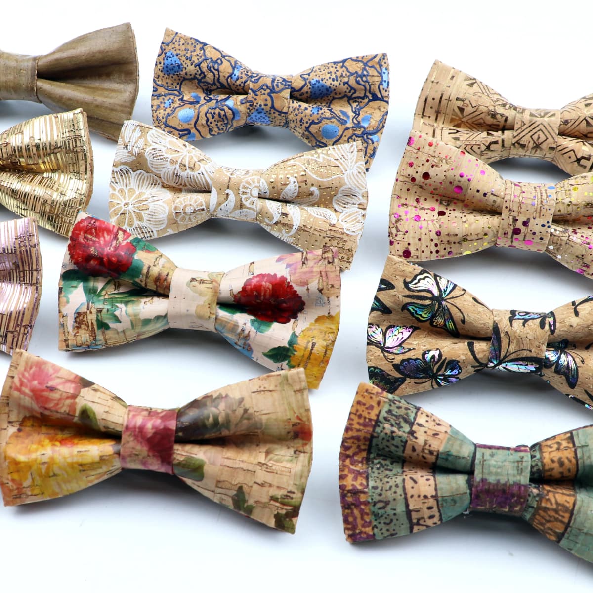 New Floral Cork Wood Bow Ties For Men Women Childern Wedding Casual Party Gift Fashion Novelty Handmade Solid Bowtie Accessories