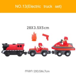 New Fire Truck Magnetic Train Car Ambulance Police Car Fire Truck Helicopter Compatible Brio Wood Track Children's Toys